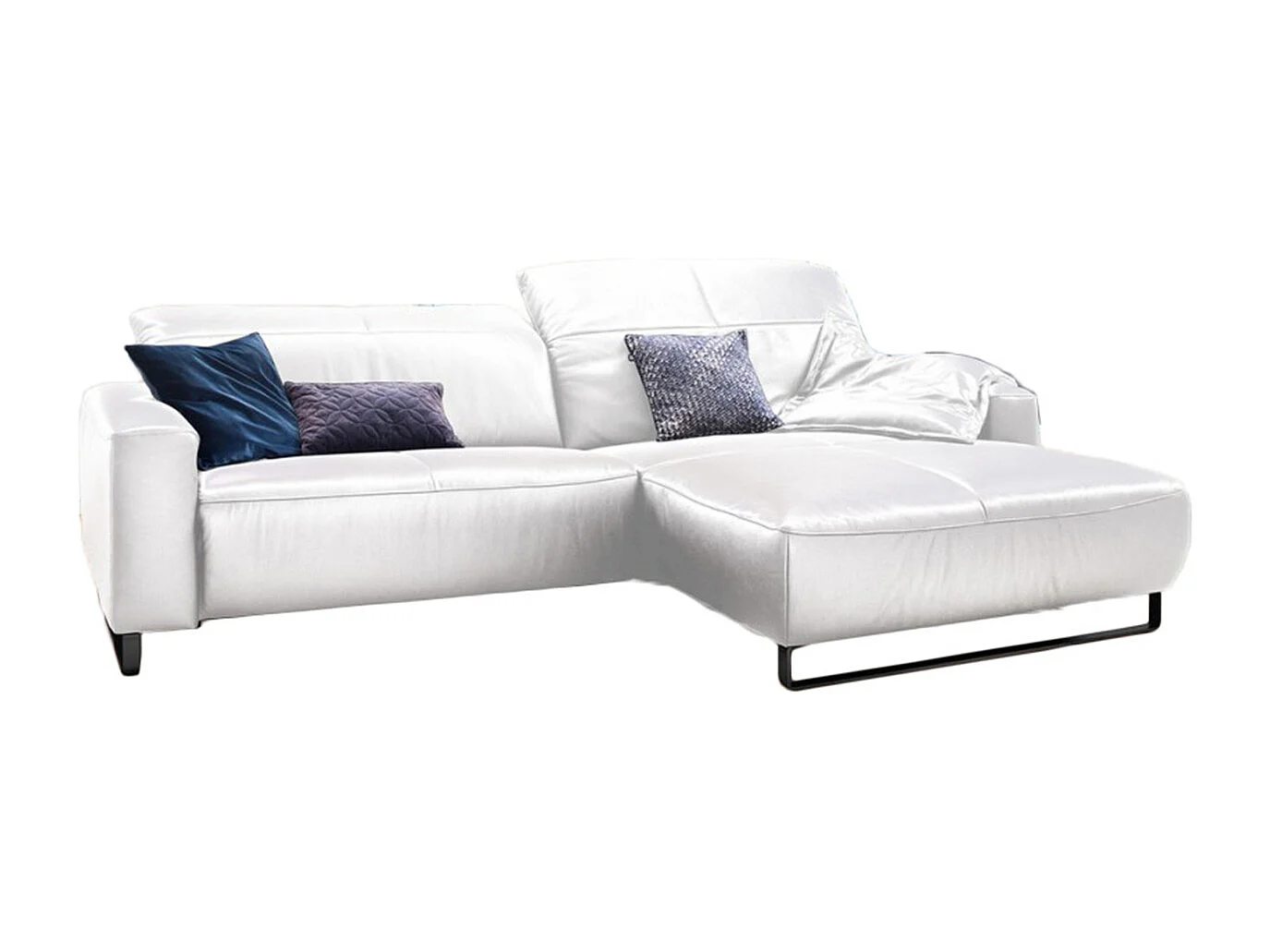 Ecksofa - Weiß Leder - YORK