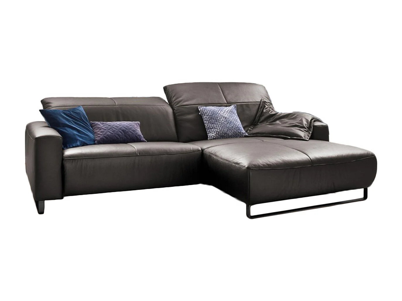 Canapé d'angle - anthracite cuir - YORK