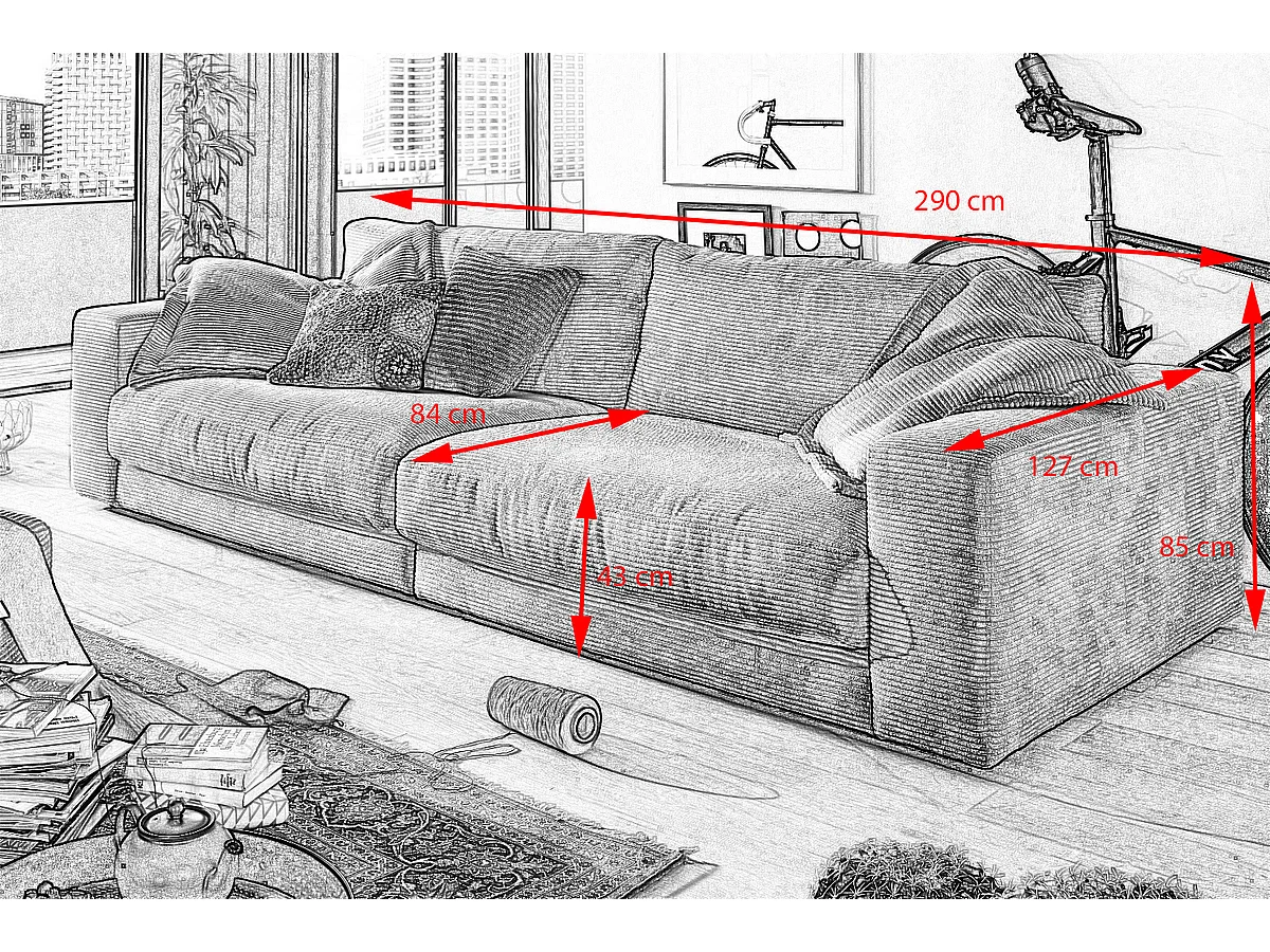 Sofa - Grau Cord - MADELINE