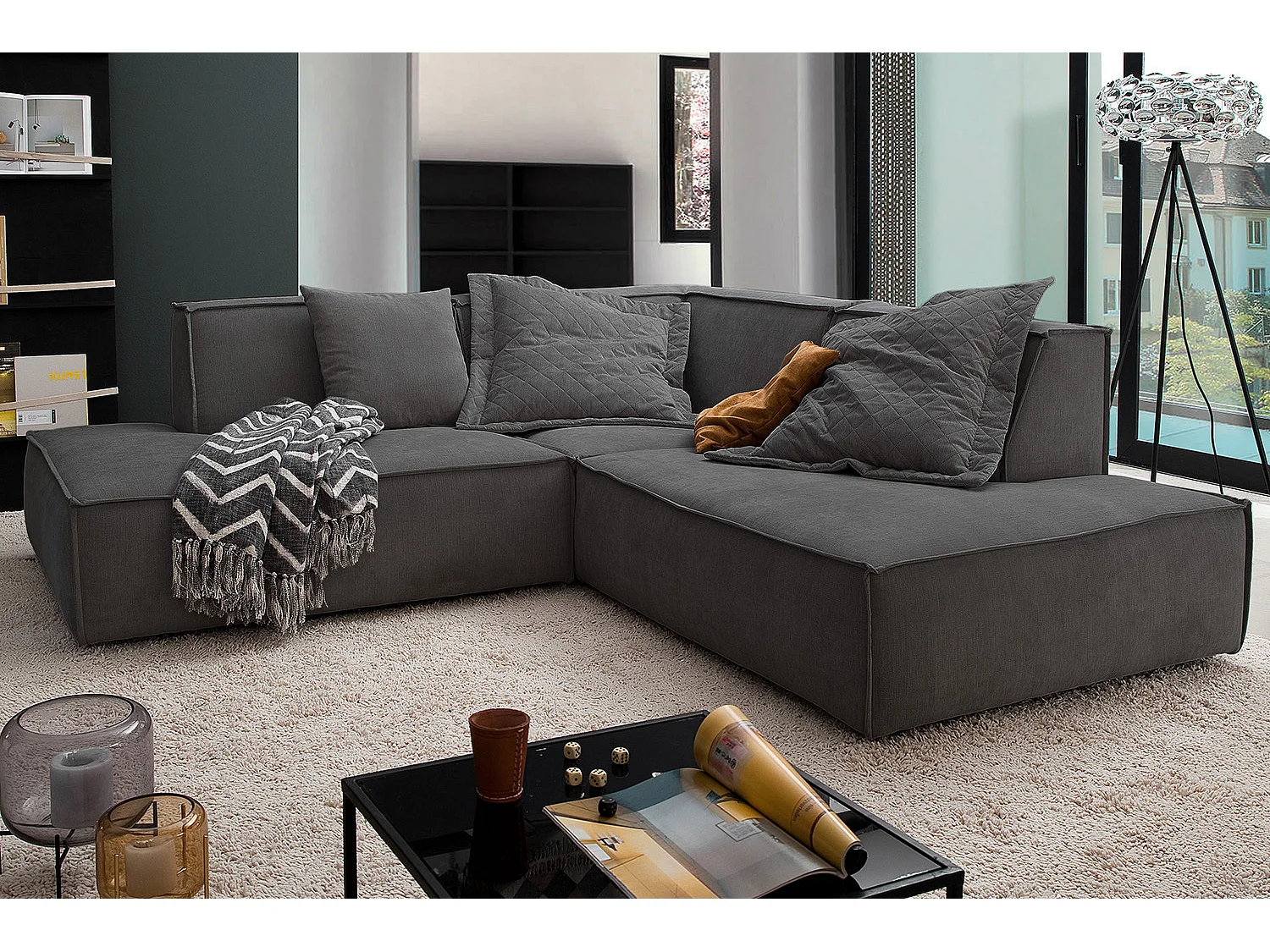 Hoekbank - Antraciet Geweven stof - SAMU