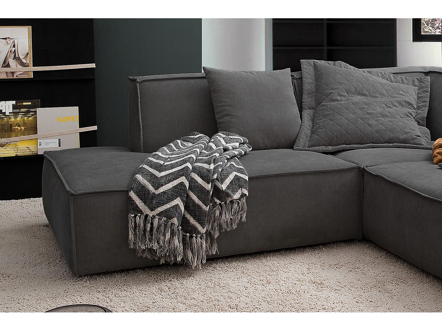 Hoekbank - Antraciet Geweven stof - SAMU