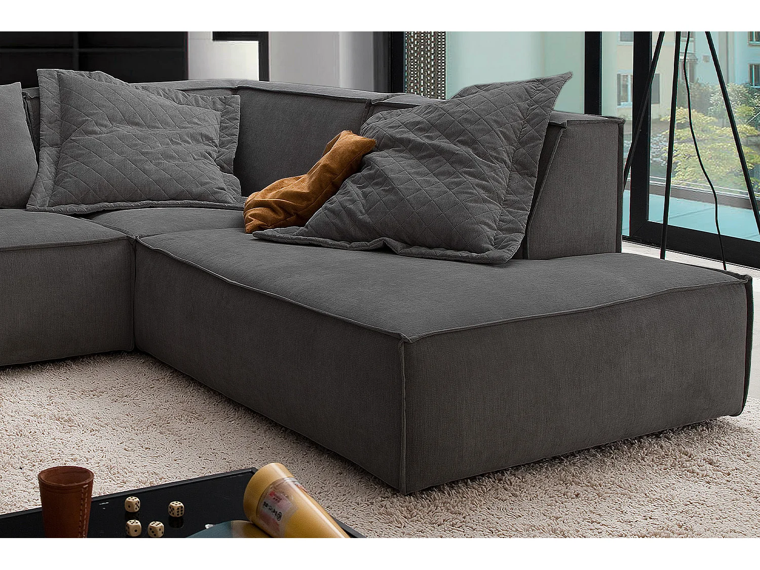 Hoekbank - Antraciet Geweven stof - SAMU