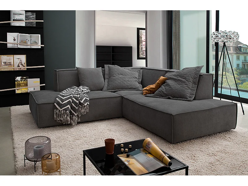 Ecksofa - Anthrazit Webstoff - SAMU