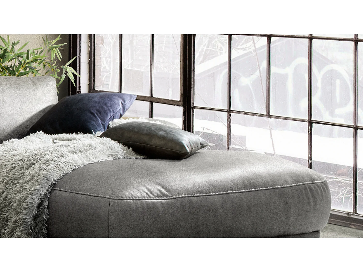 Ecksofa - Grau Webstoff - LOLA