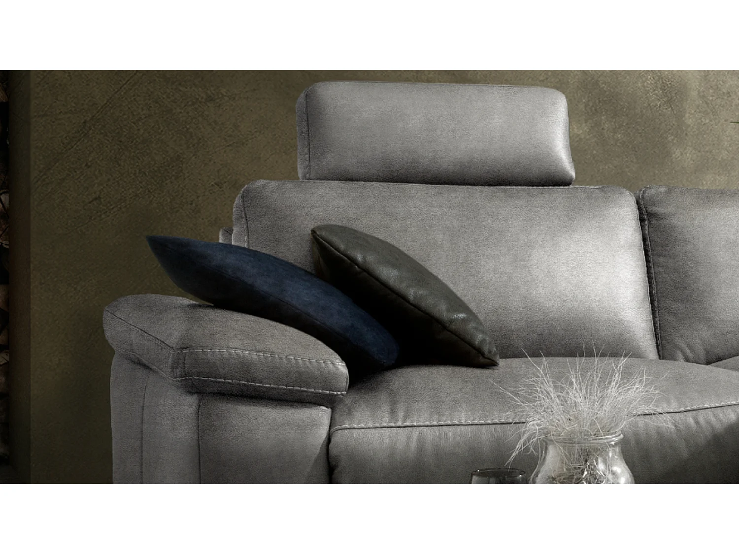 Ecksofa - Grau Webstoff - LOLA