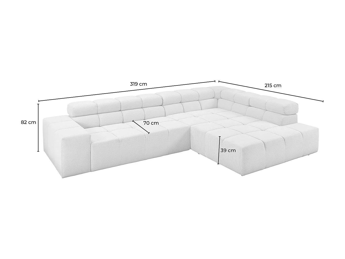 Ecksofa - Dunkelgrün Cord - NEVADA