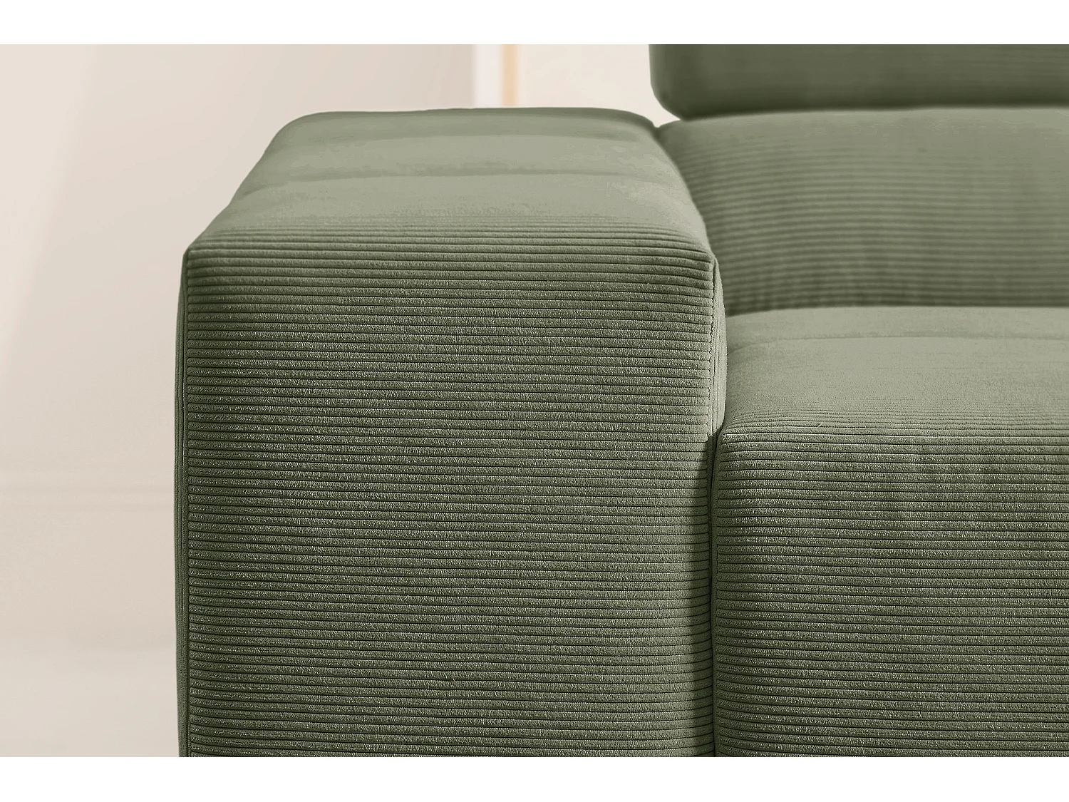Ecksofa - Dunkelgrün Cord - NEVADA