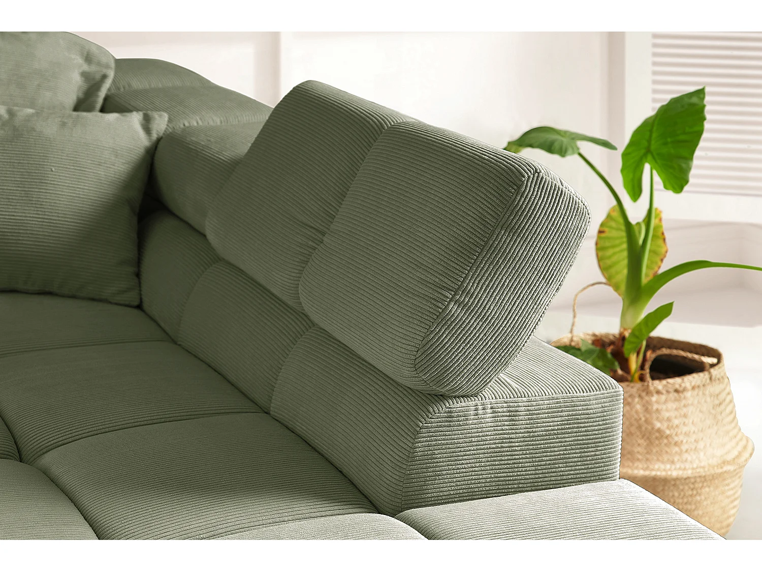 Ecksofa - Dunkelgrün Cord - NEVADA