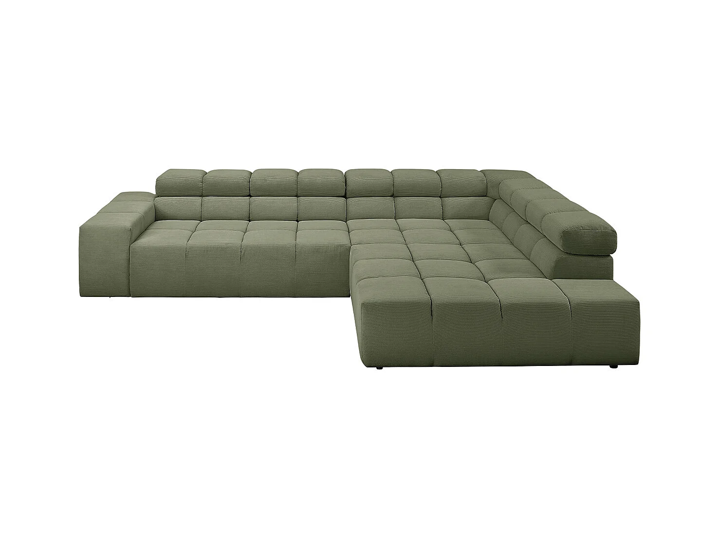 Ecksofa - Dunkelgrün Cord - NEVADA