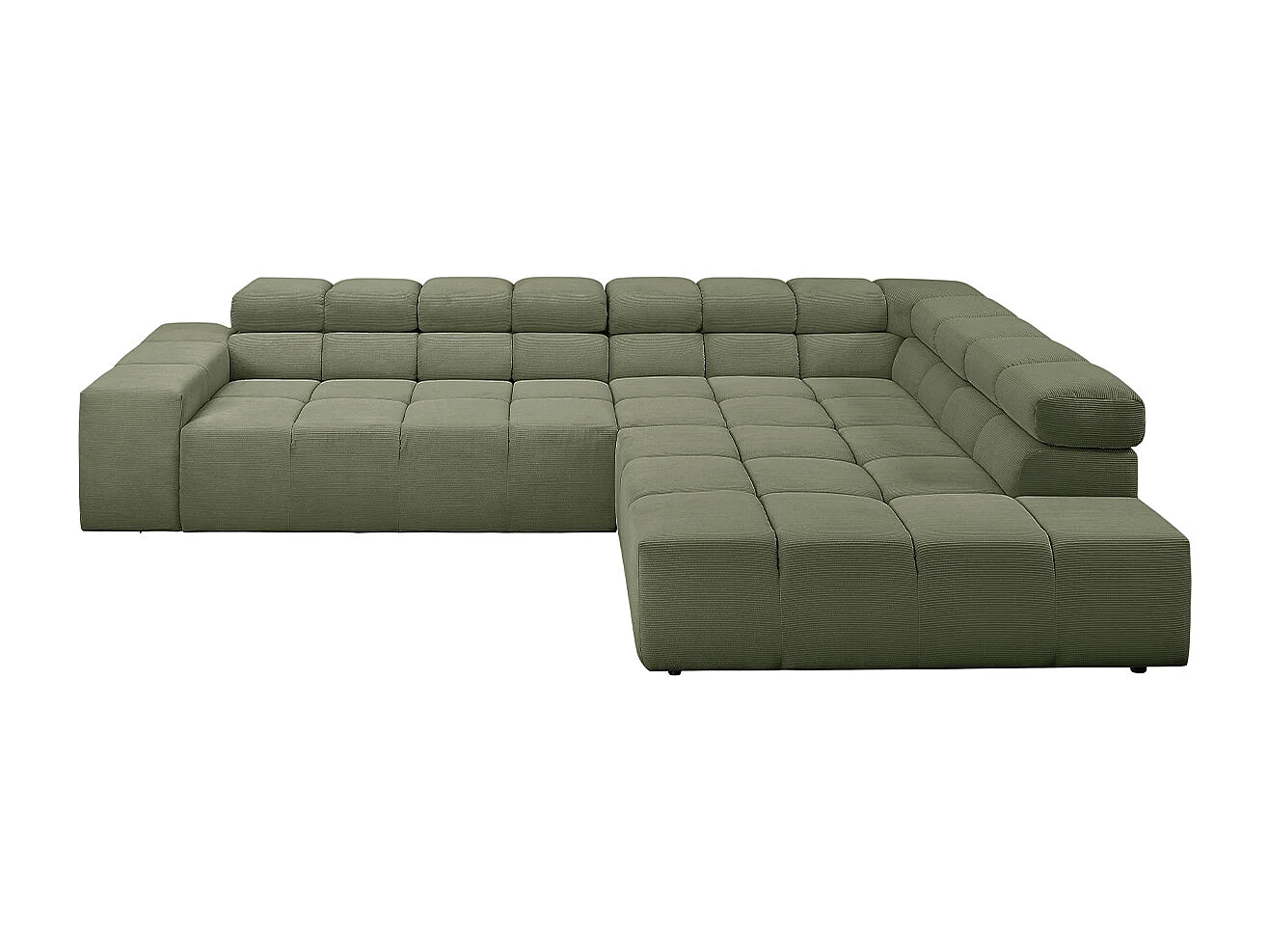 Ecksofa - Dunkelgrün Cord - NEVADA