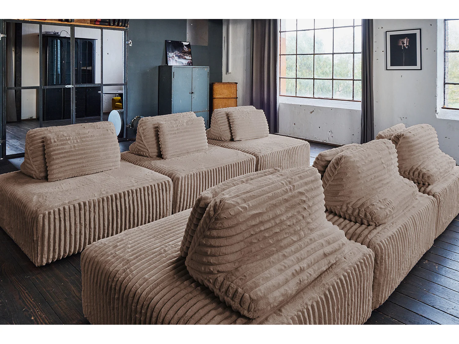 Modulaire bank - Taupe Koord - WIOLO SOFT