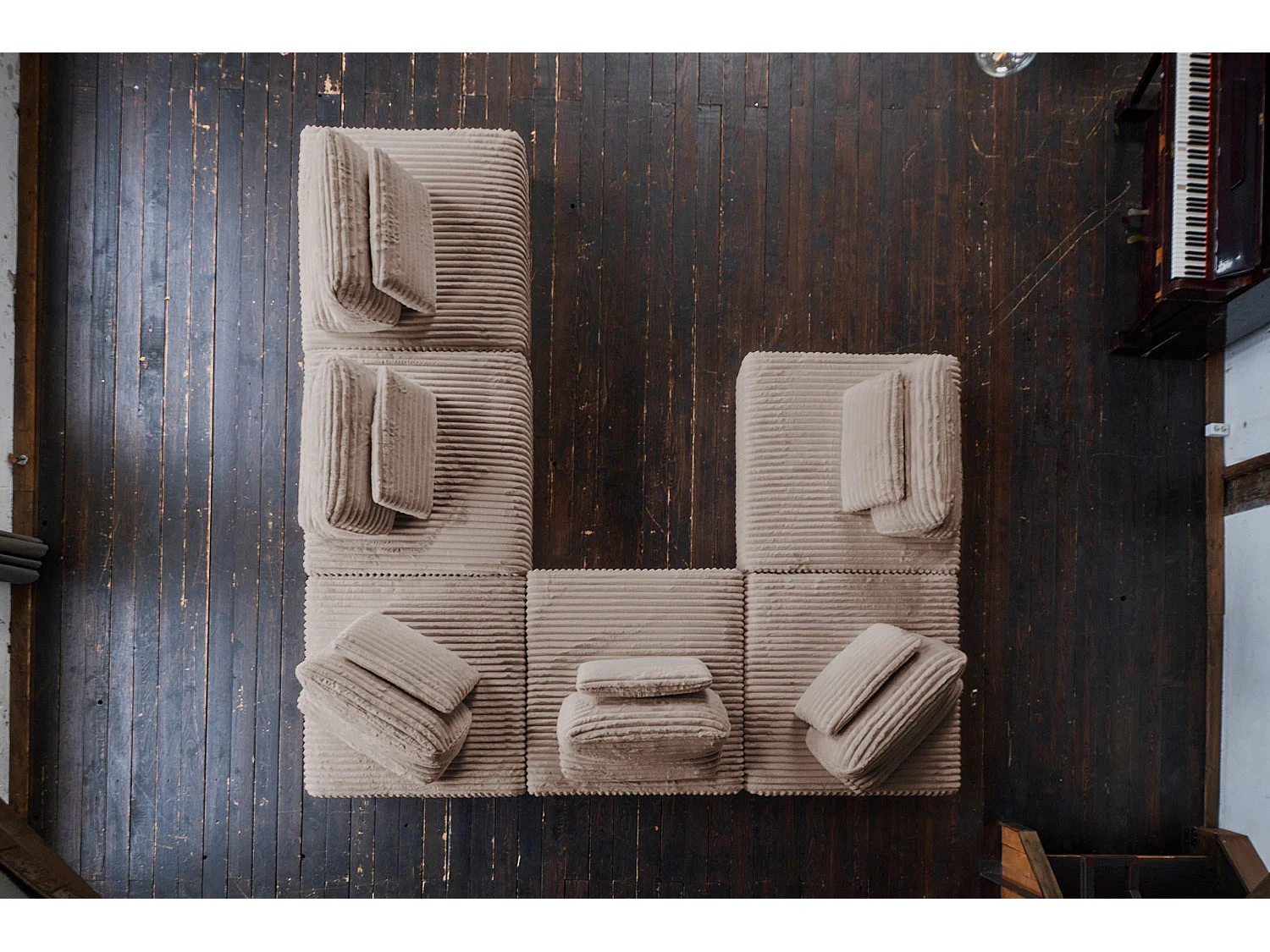 Modulaire bank - Taupe Koord - WIOLO SOFT