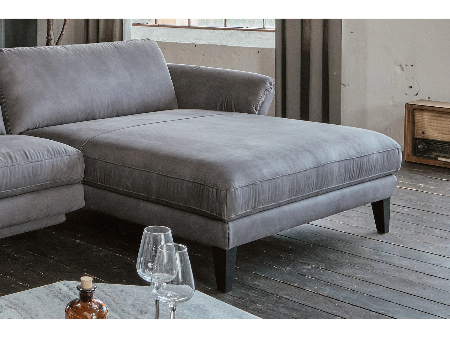 Hoekbank - Grijs Geweven stof - MALTA