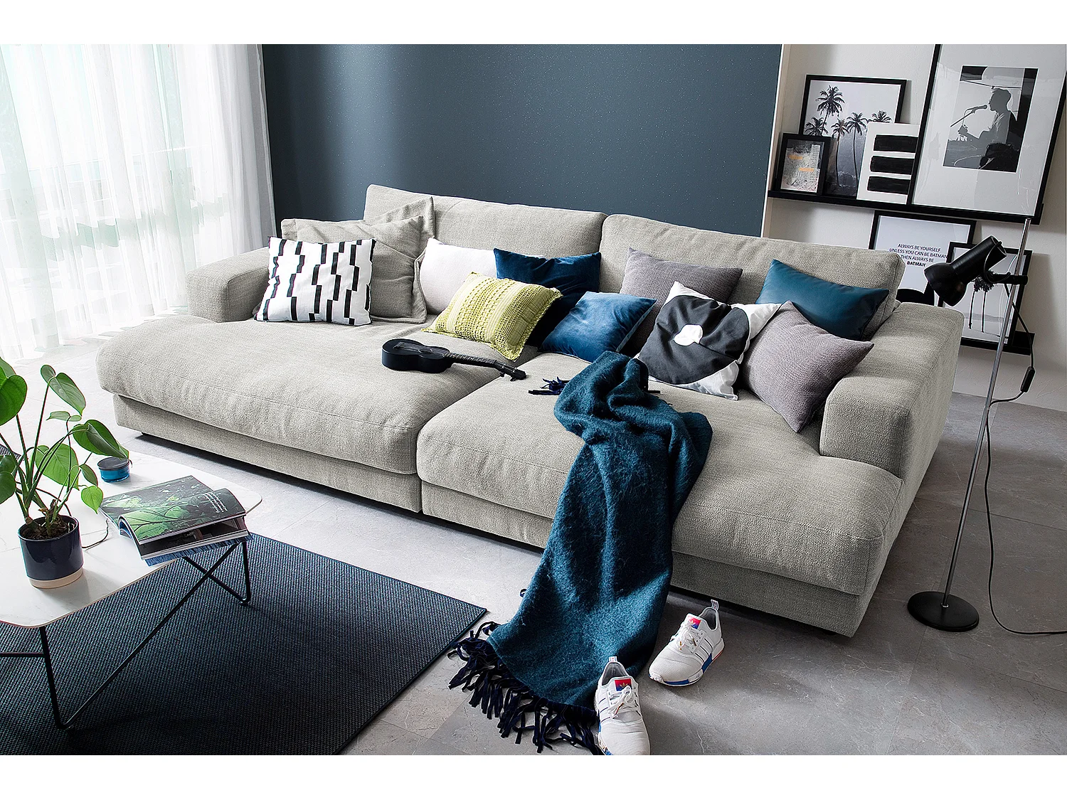 Canapé - argent tissu tissé - MADELINE