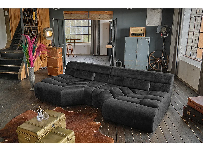 Canapé - anthracite Velours - TARA