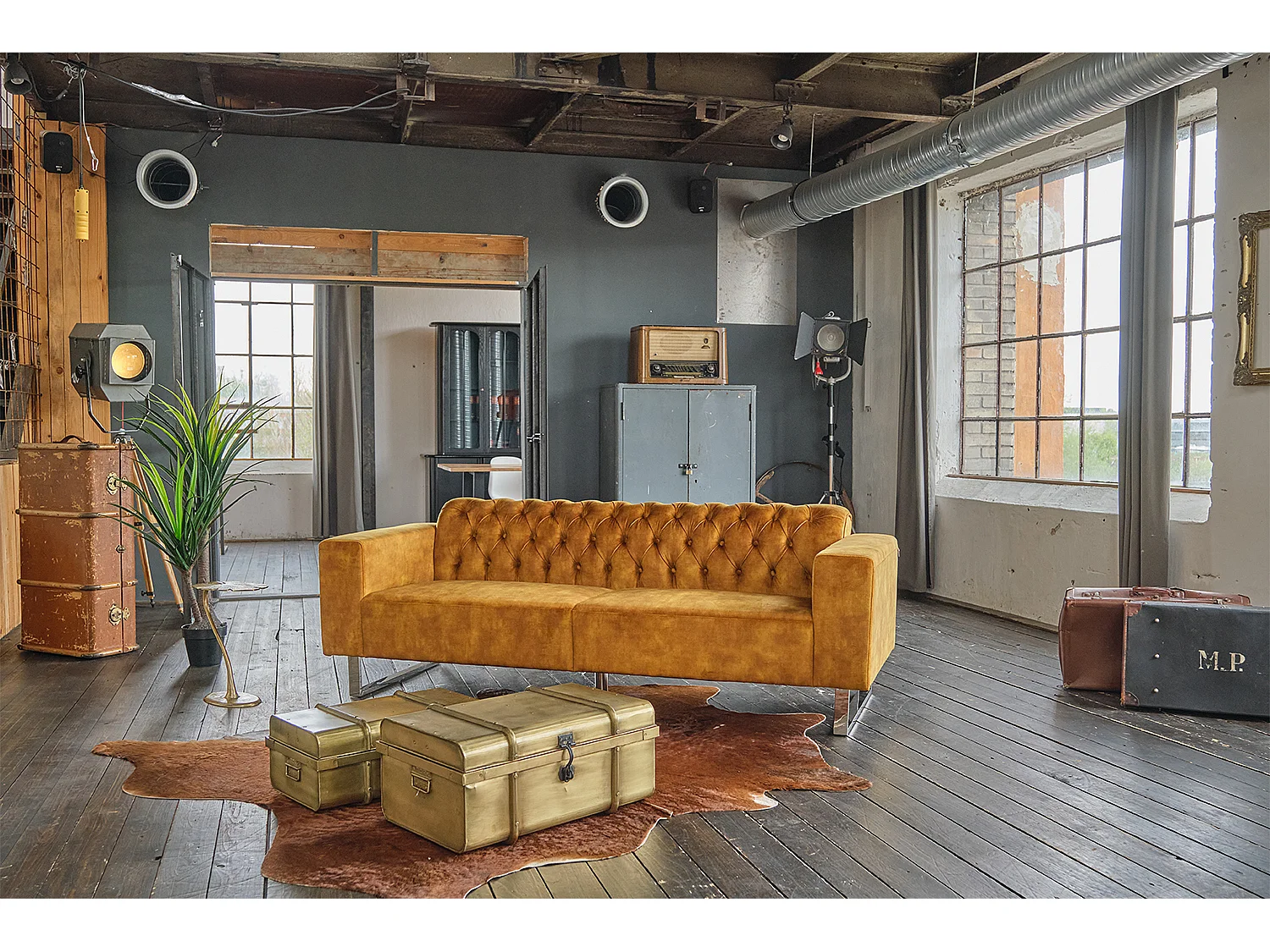 Chesterfield bank - Goud Fluweel - CHARME