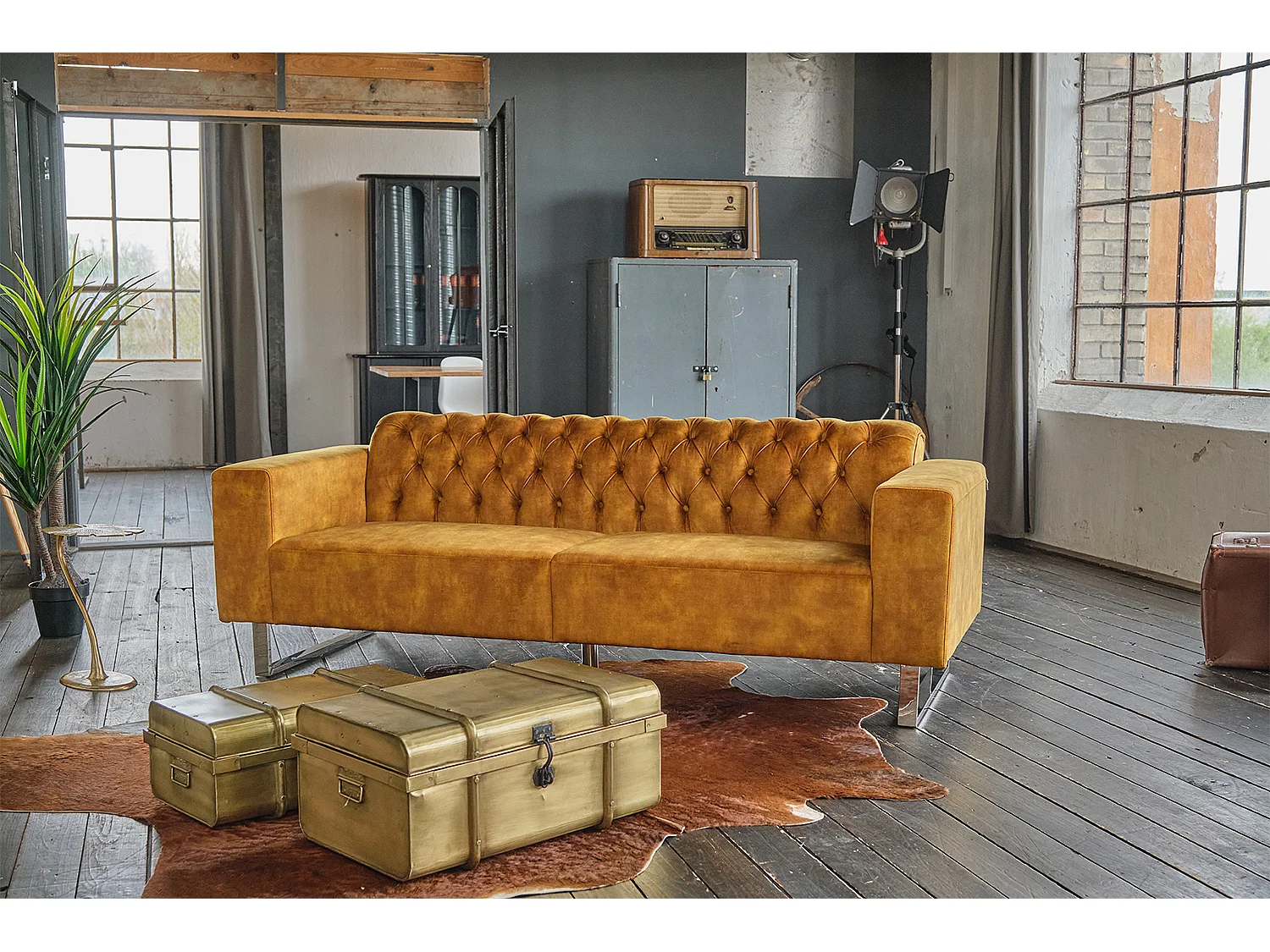 Chesterfield bank - Goud Fluweel - CHARME