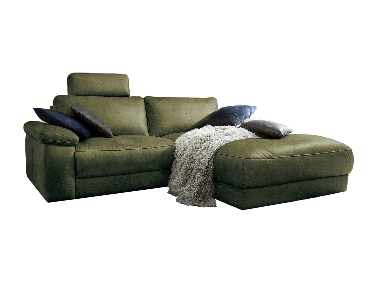 Divano angolare - verde scuro tessuto intrecciato - LOLA