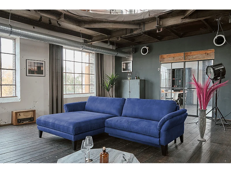 Ecksofa - Blau Webstoff - MALTA