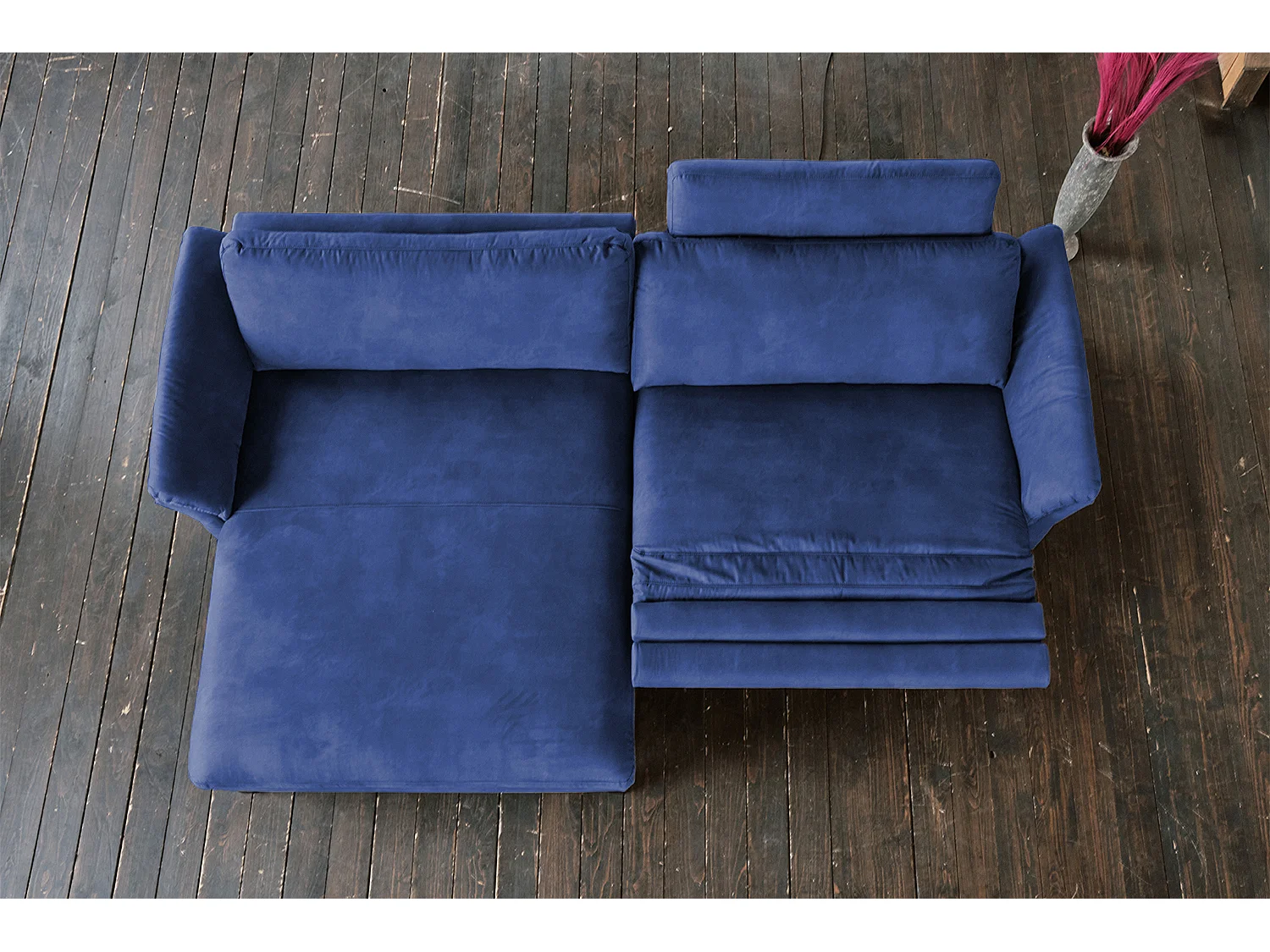 Divano angolare - Blu tessuto intrecciato - MALTA
