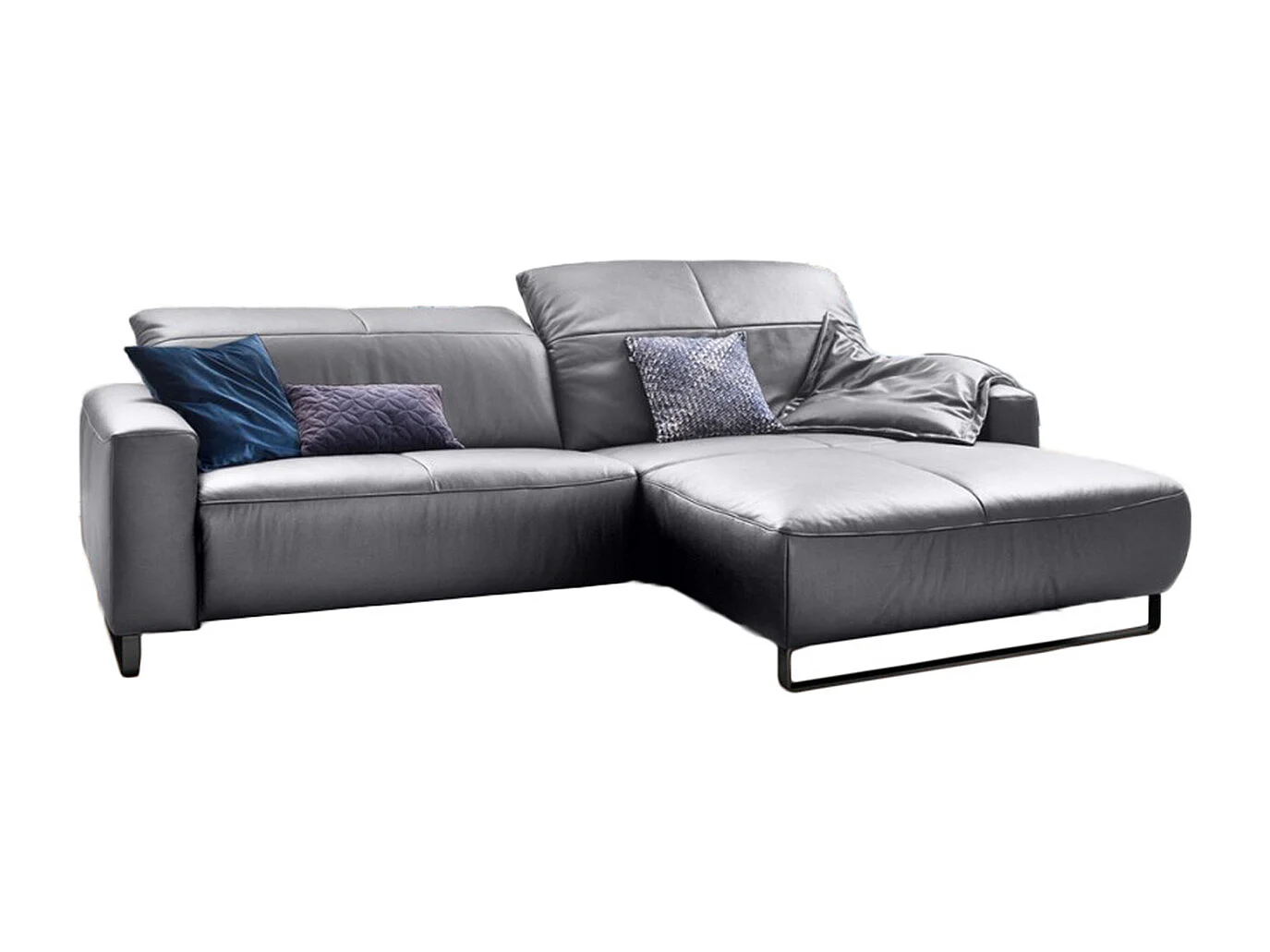 Ecksofa - Hellgrau Leder - YORK