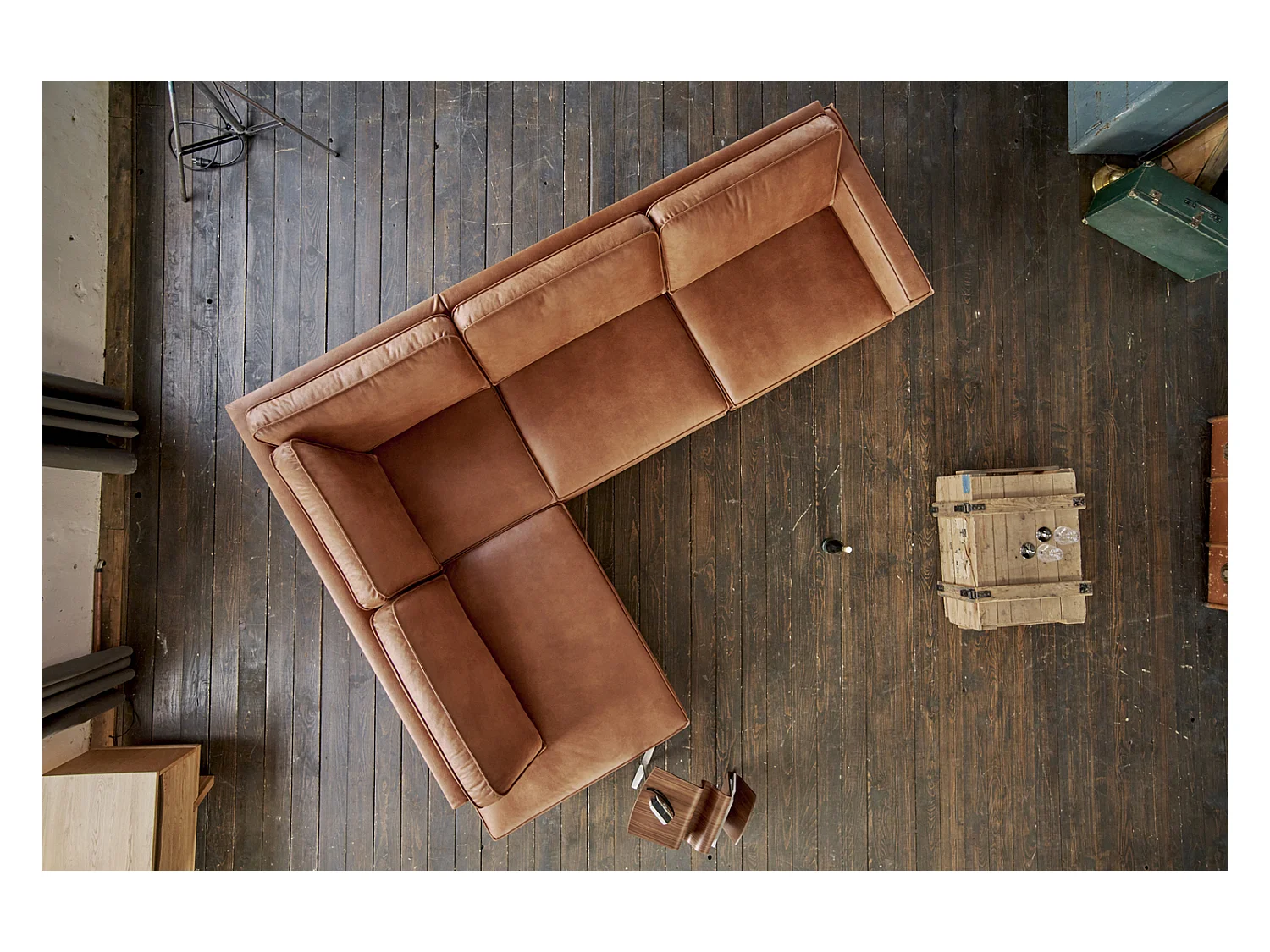 Ecksofa - Braun Kunstleder - VILNIUS