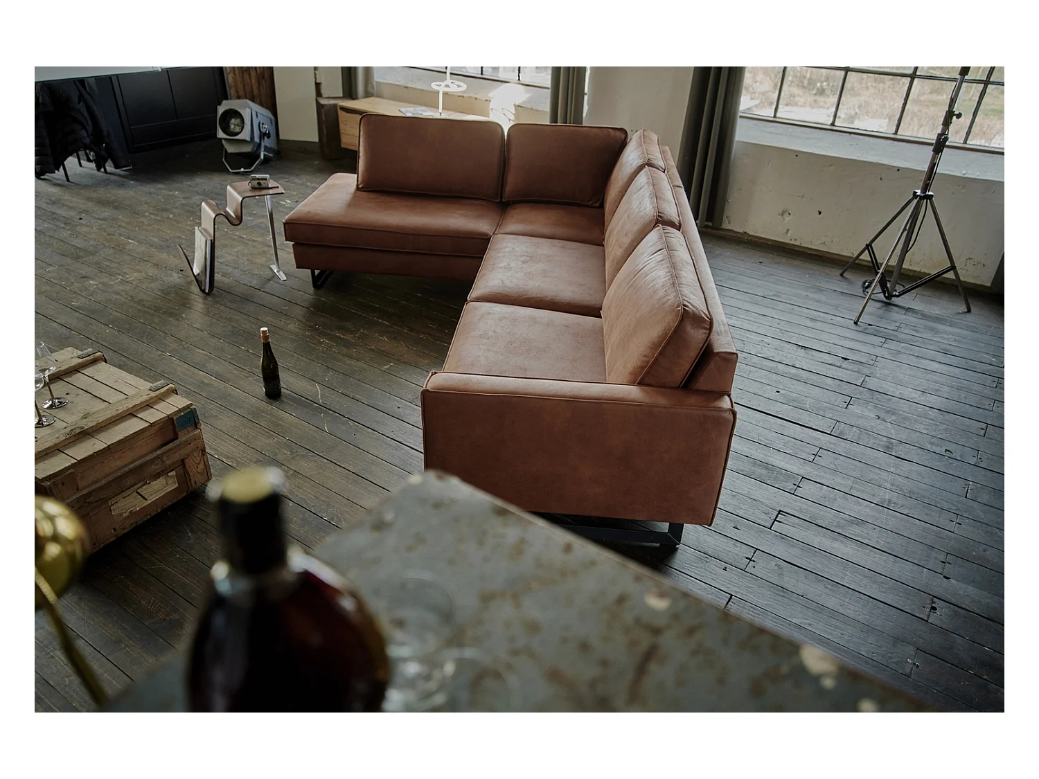 Ecksofa - Braun Kunstleder - VILNIUS