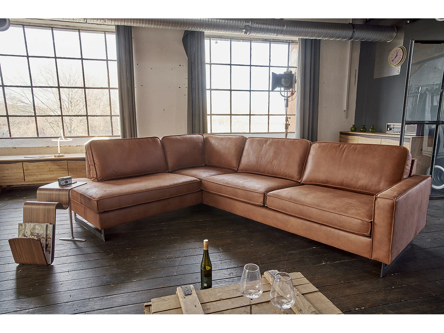 Hoekbank - Bruin Imitatieleer - VILNIUS