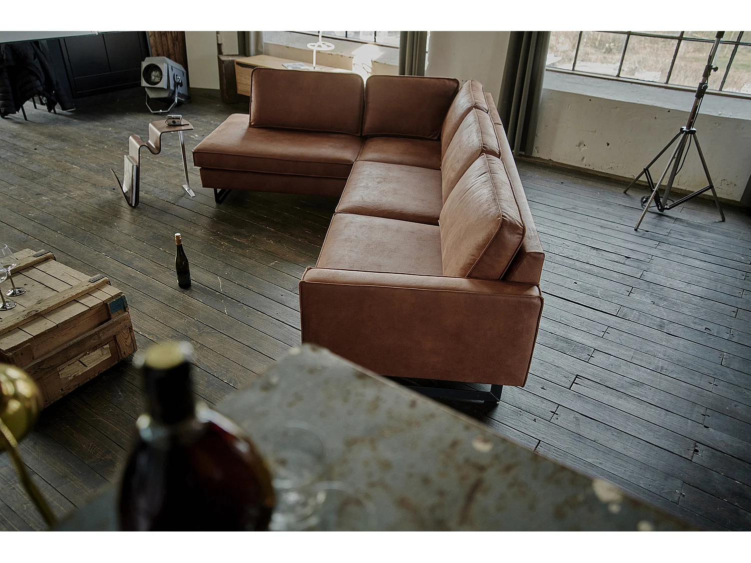 Hoekbank - Bruin Imitatieleer - VILNIUS