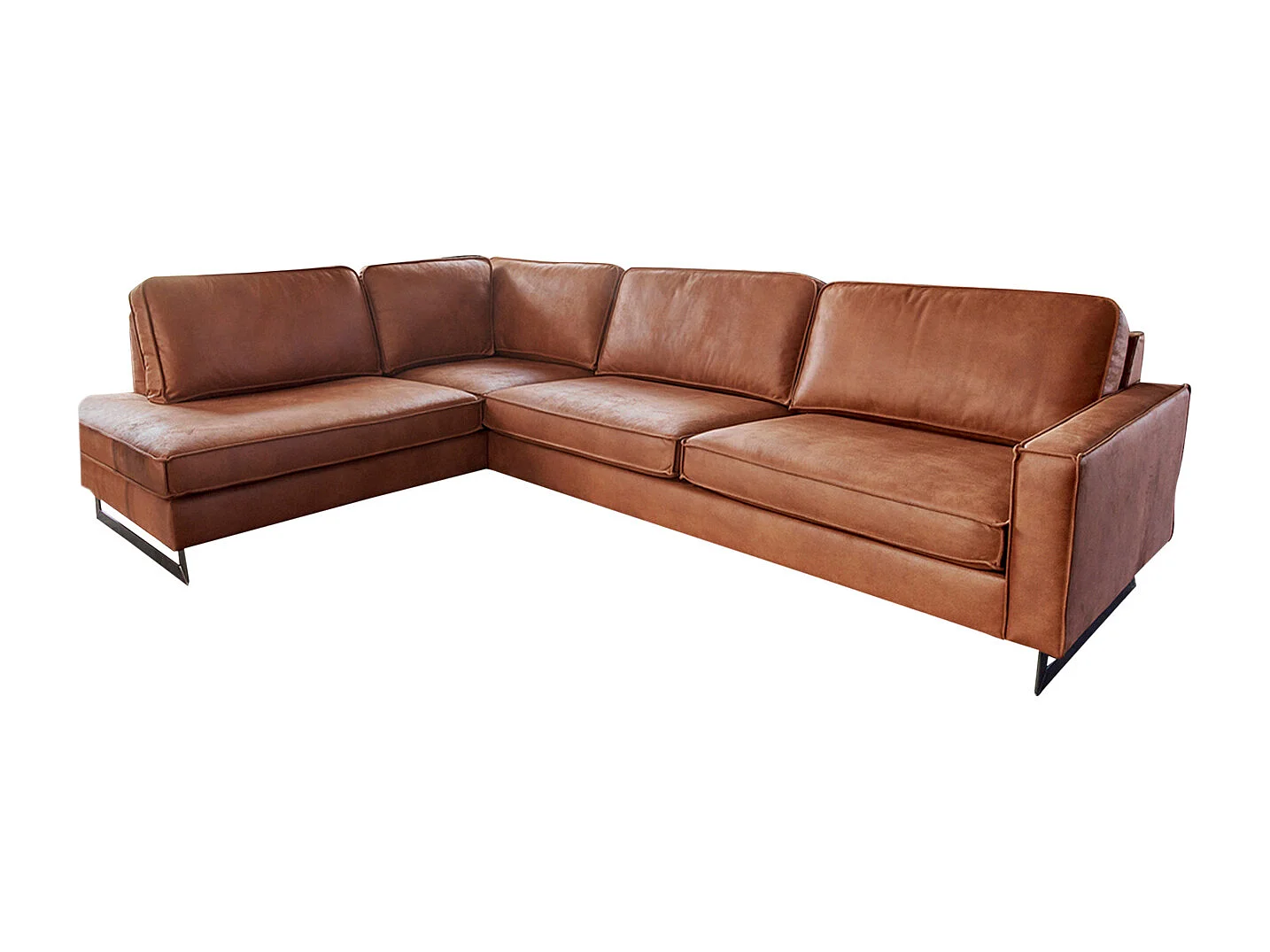 Canapé d'angle - marron Tissu en fibres de cuir - VILNIUS