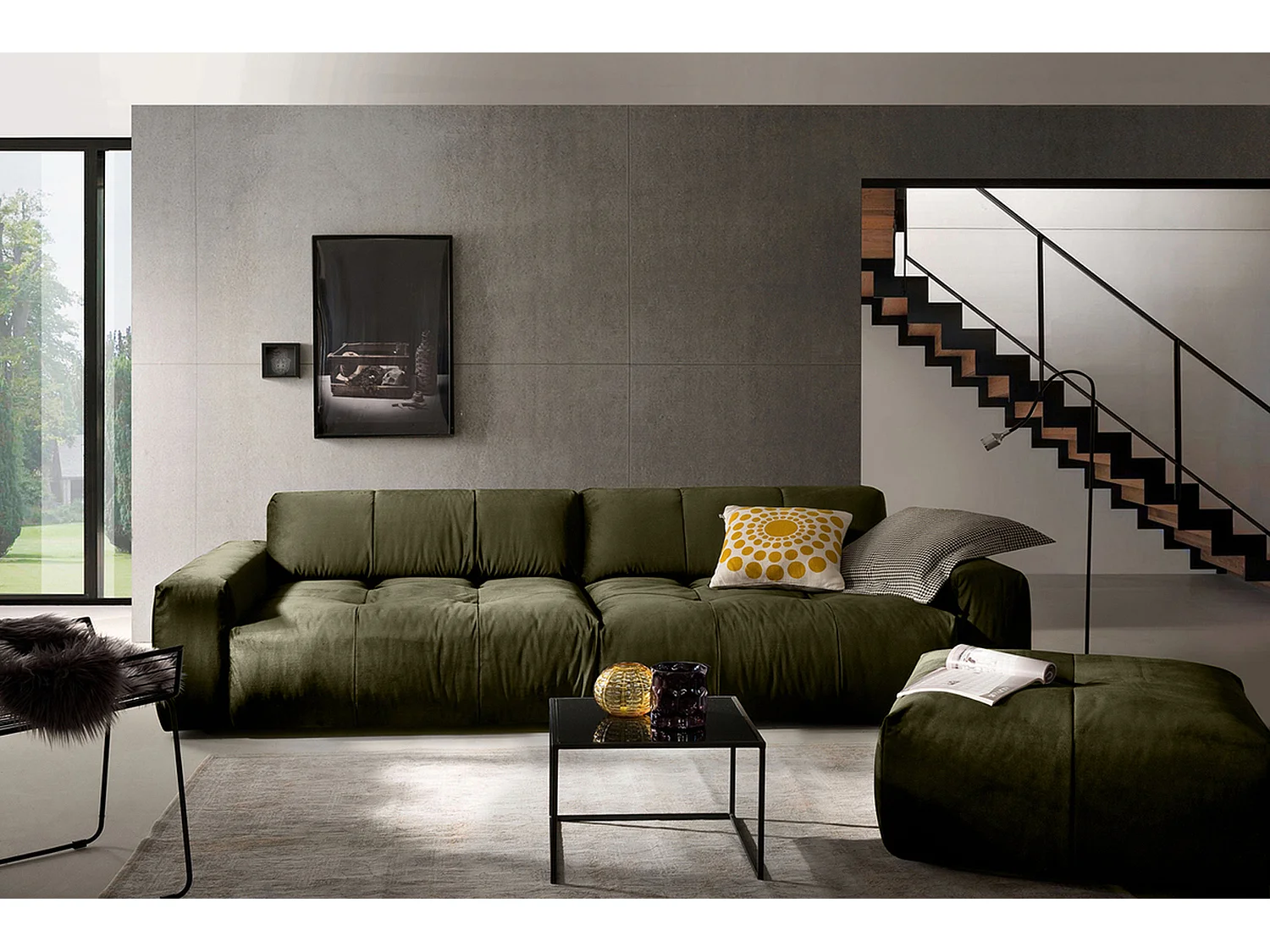 Sofa - Dunkelgrün Webstoff - PALACE