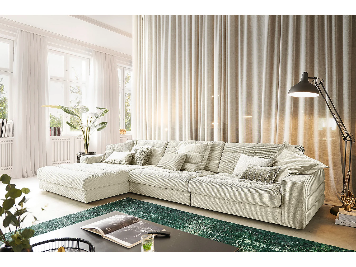 Canapé - blanc crème Velours côtelé - LANA