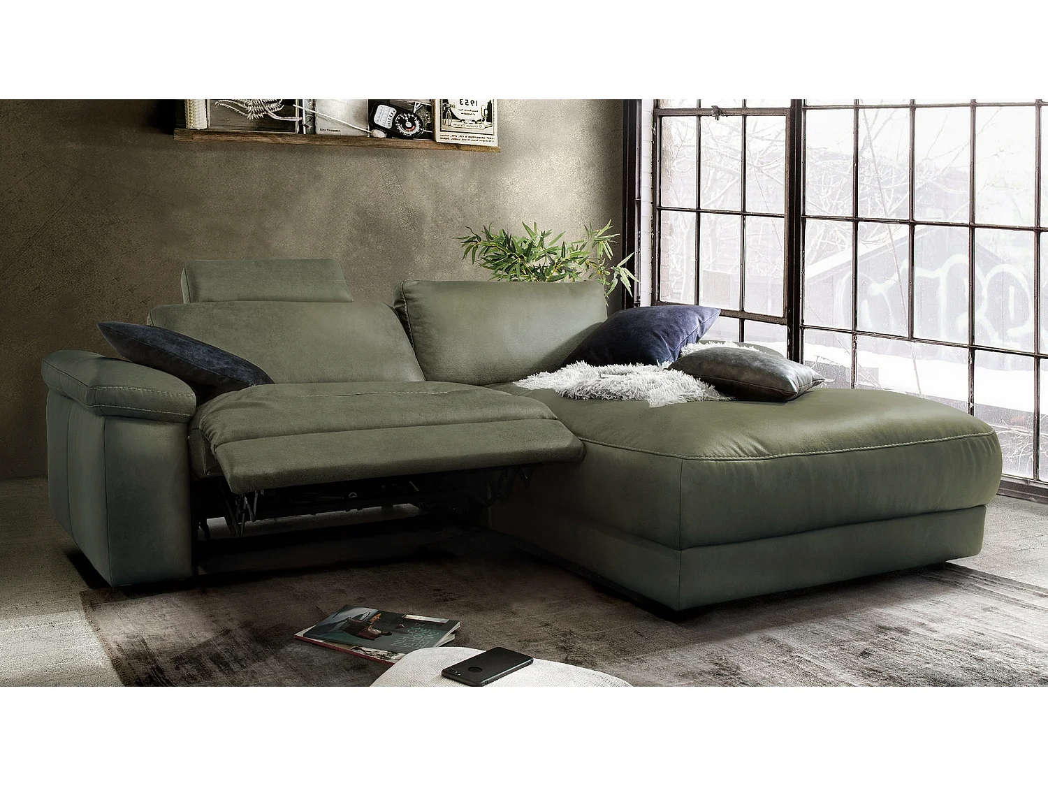 Sofá - verde oscuro piel - LOLA