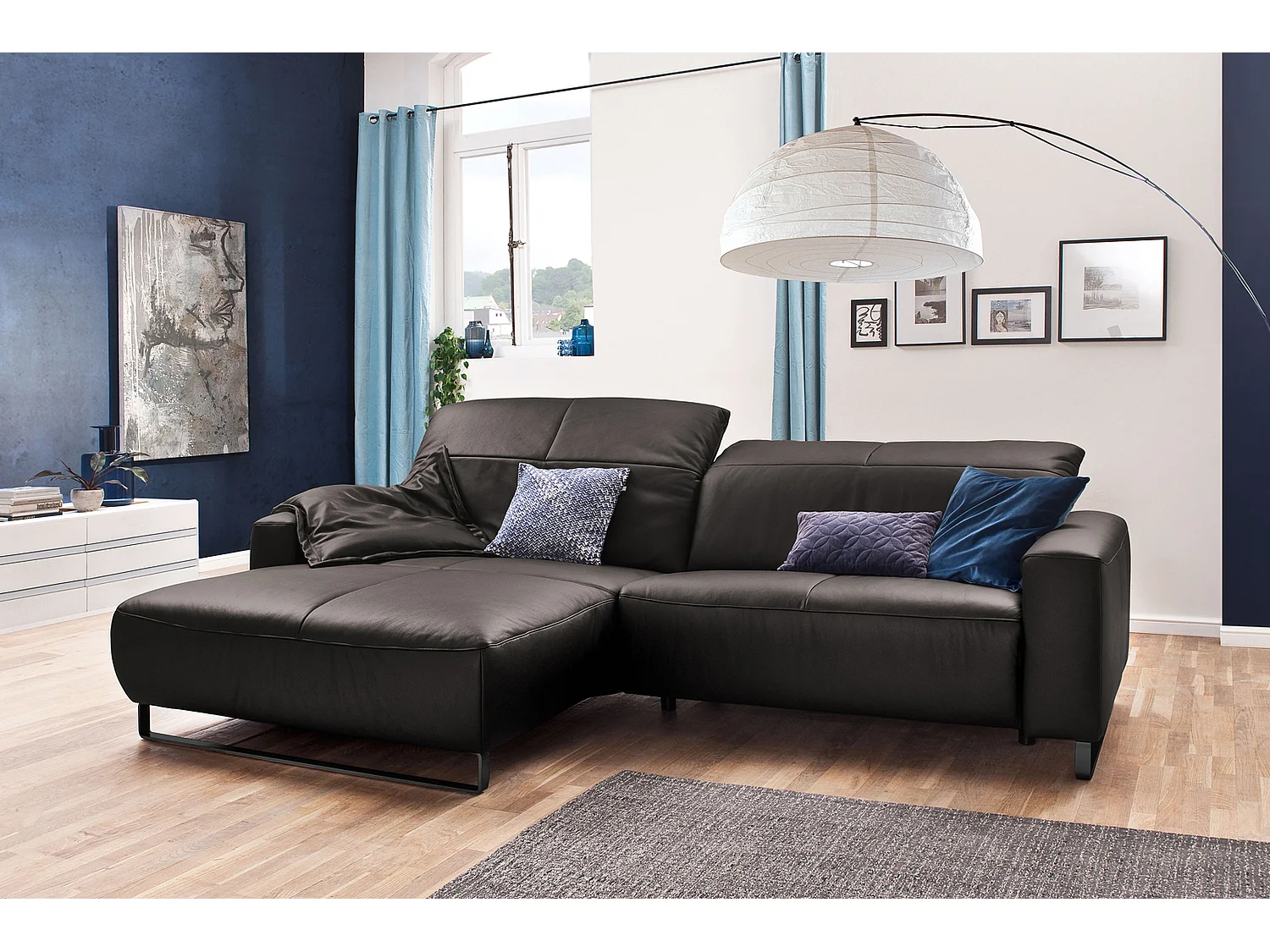 Ecksofa - Grau Leder - YORK