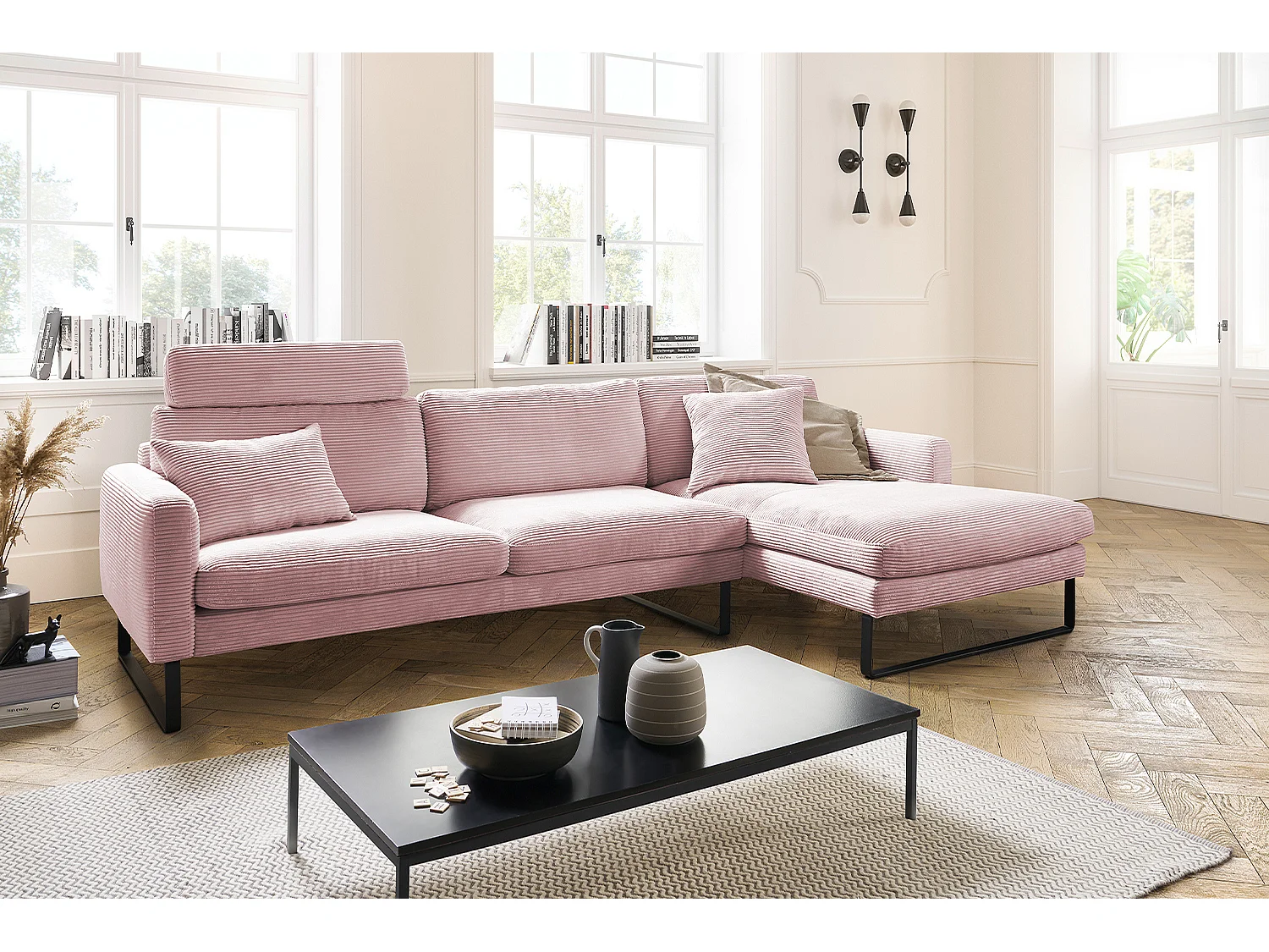 Ecksofa - Pink Cord - RICARDA