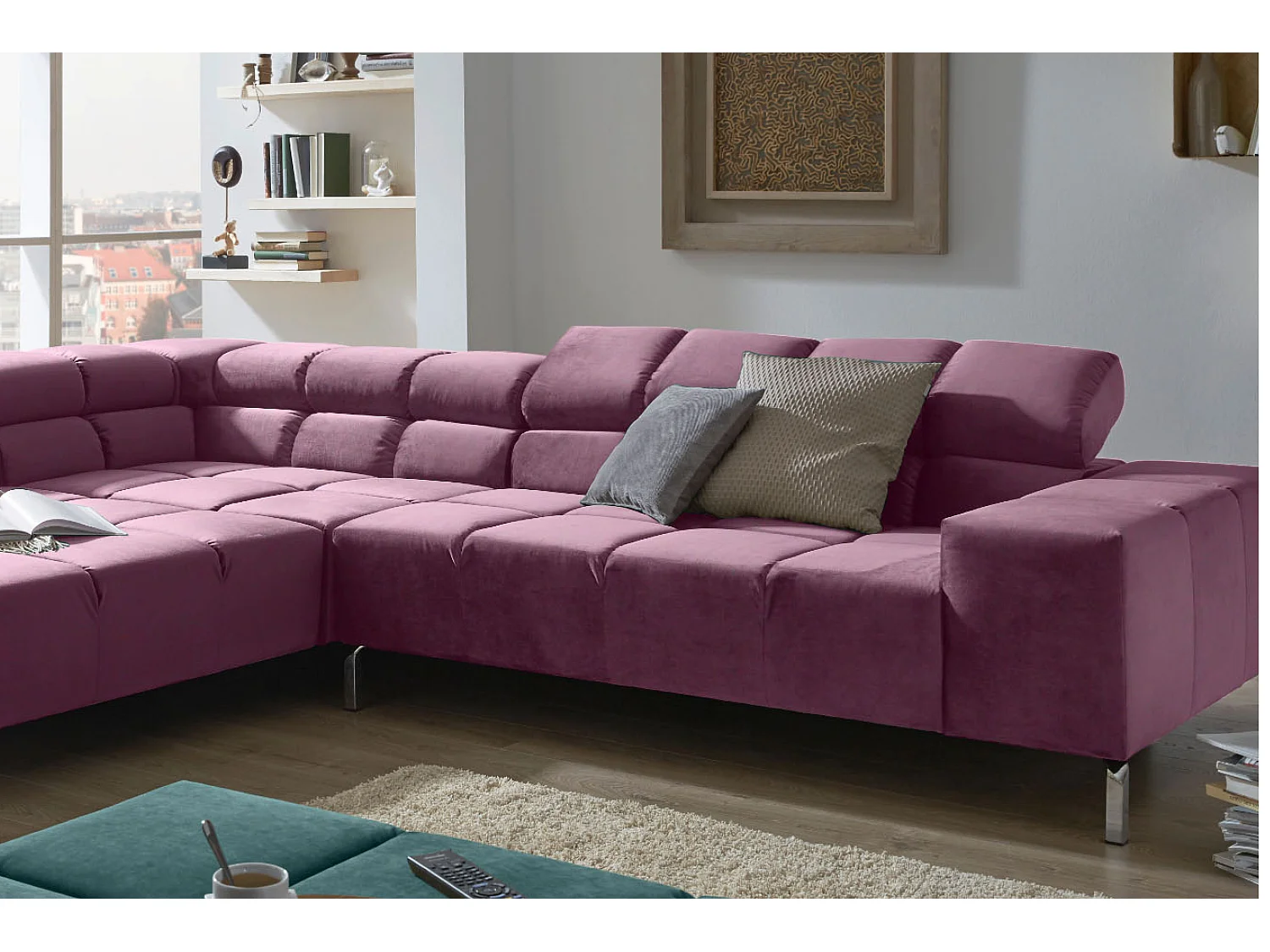 Ecksofa - Violett Velvet - NELSON