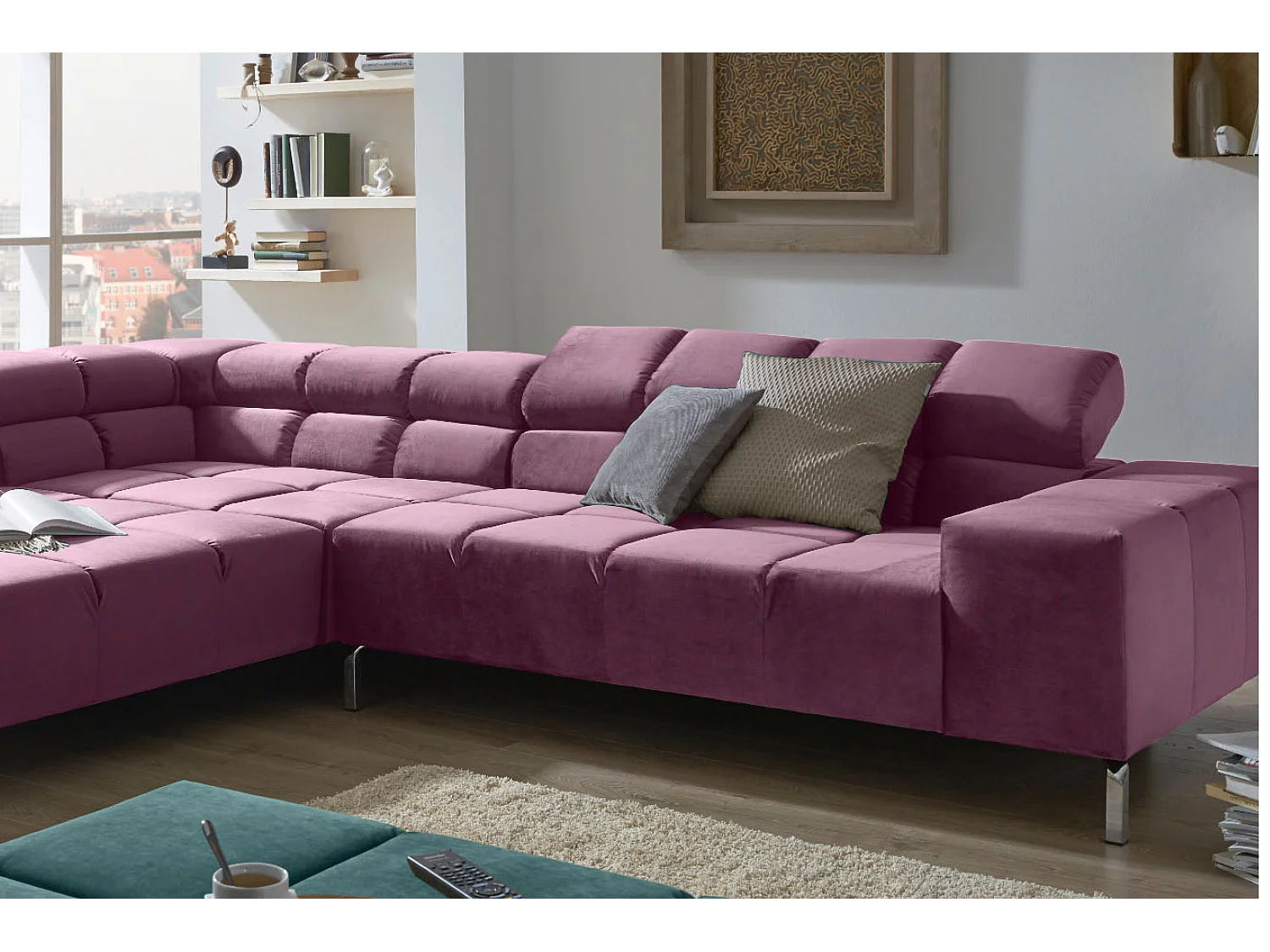 Ecksofa - Violett Velvet - NELSON