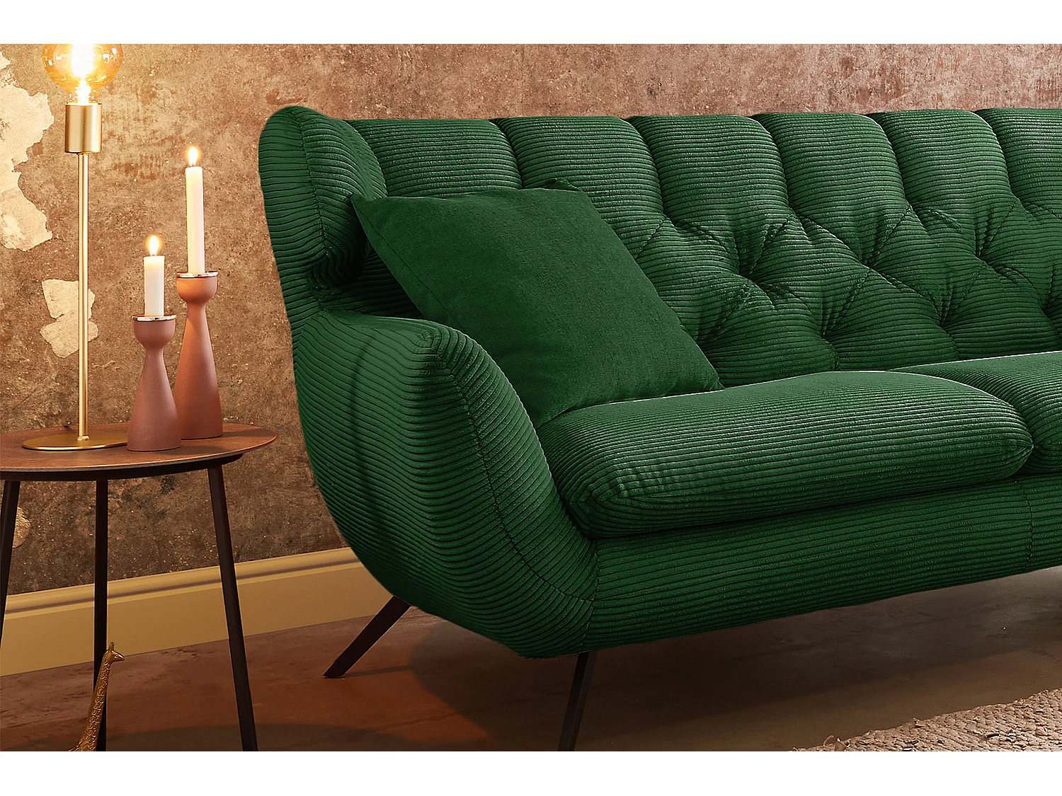 Sofa - Smaragdgrün Cord - CHARME