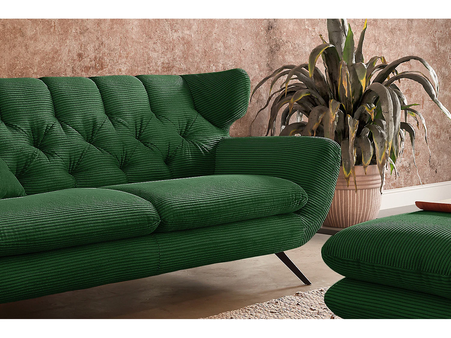 Sofa - Smaragdgrün Cord - CHARME