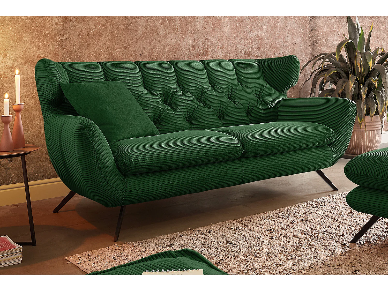 Sofa - Smaragdgrün Cord - CHARME