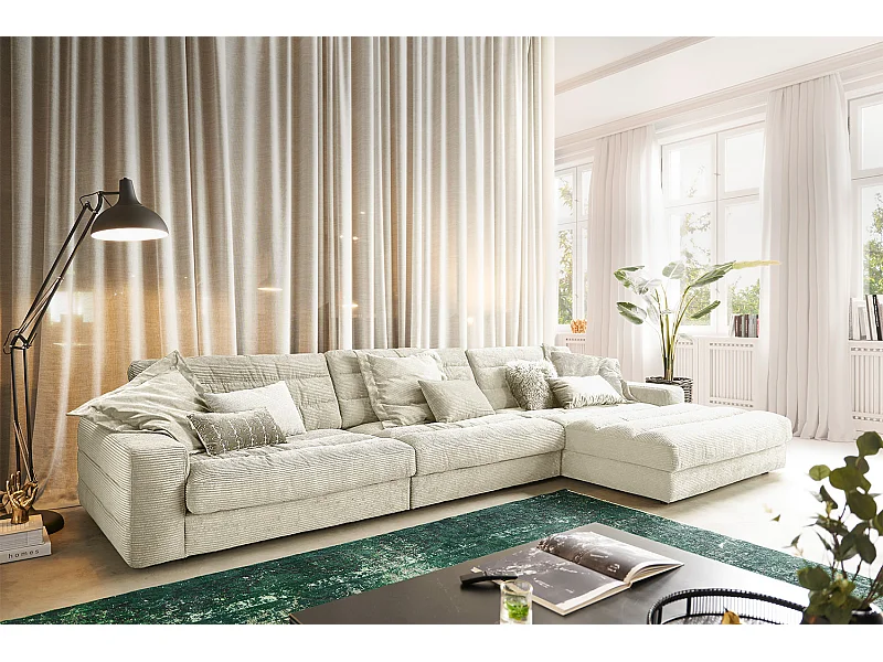 Canapé - blanc crème Velours côtelé - LANA