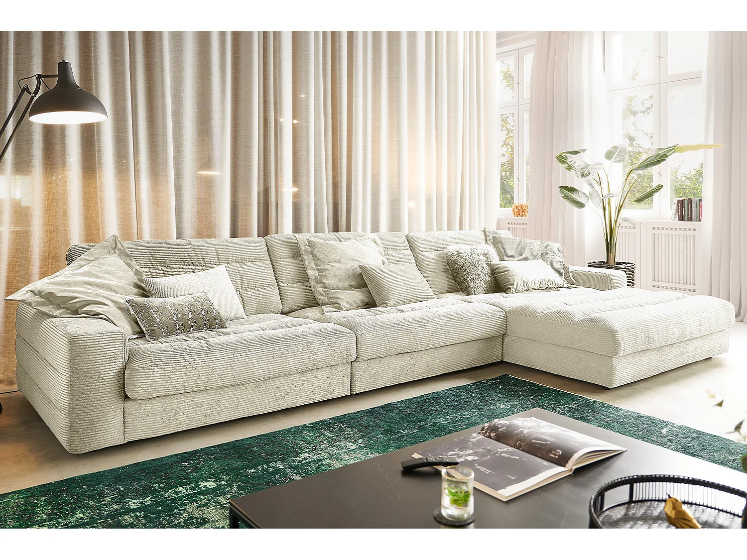 Canapé - blanc crème Velours côtelé - LANA