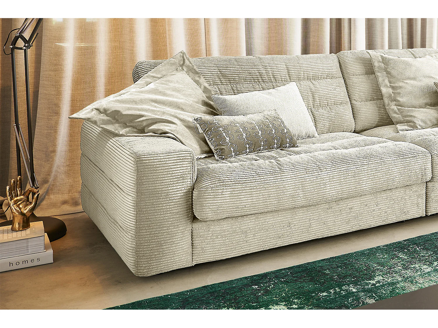 Canapé - blanc crème Velours côtelé - LANA