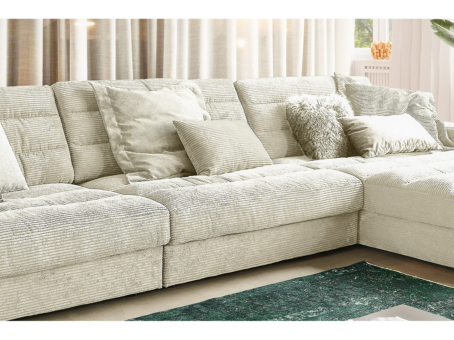 Canapé - blanc crème Velours côtelé - LANA