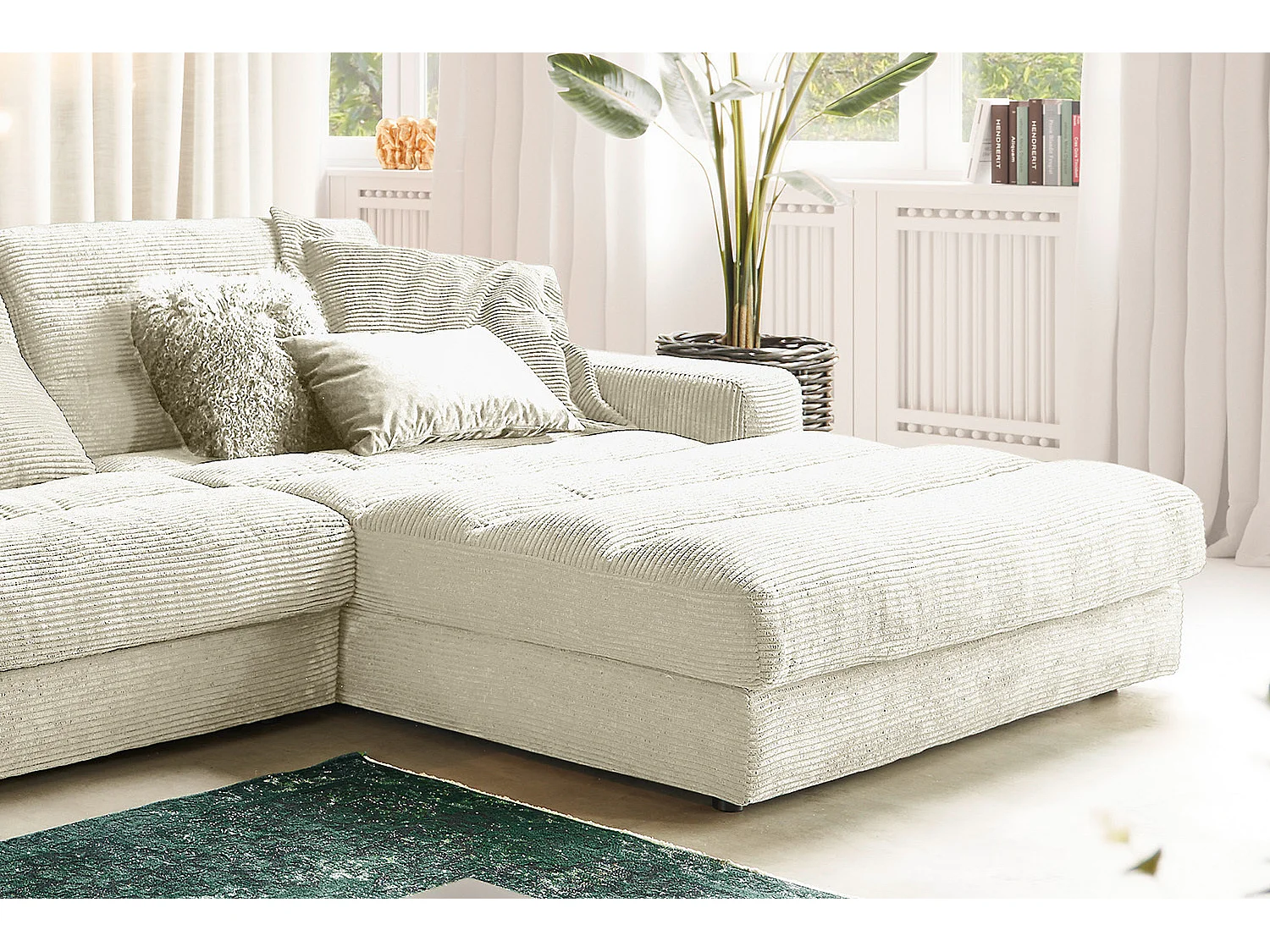 Canapé - blanc crème Velours côtelé - LANA