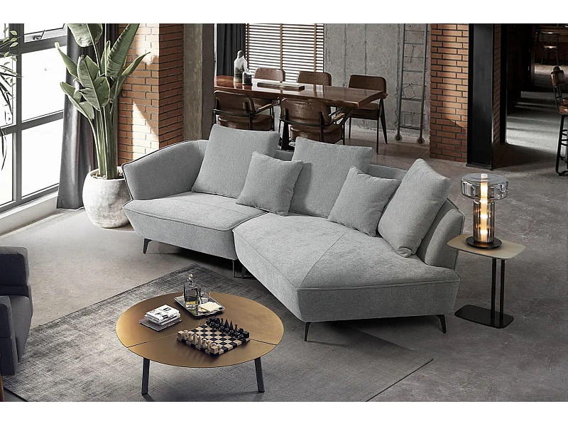Canapé d'angle - Gris tissu tissé - GARBO