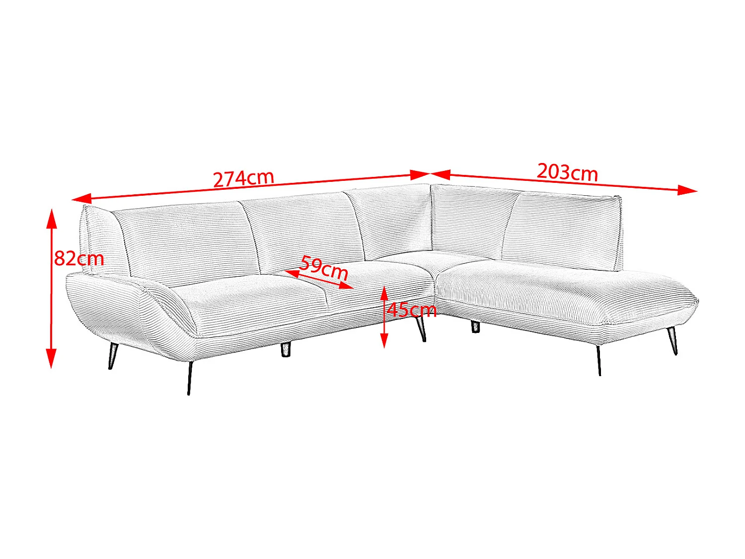 Canapé - blanc crème Velours côtelé - CALLA