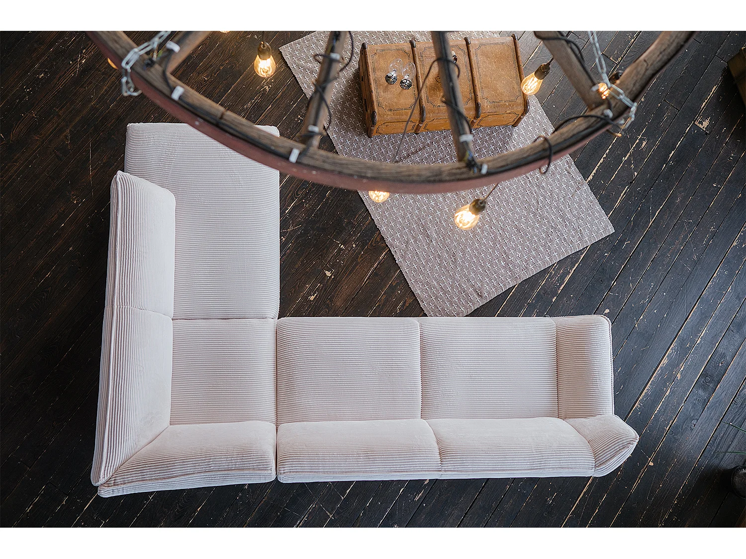 Canapé - blanc crème Velours côtelé - CALLA