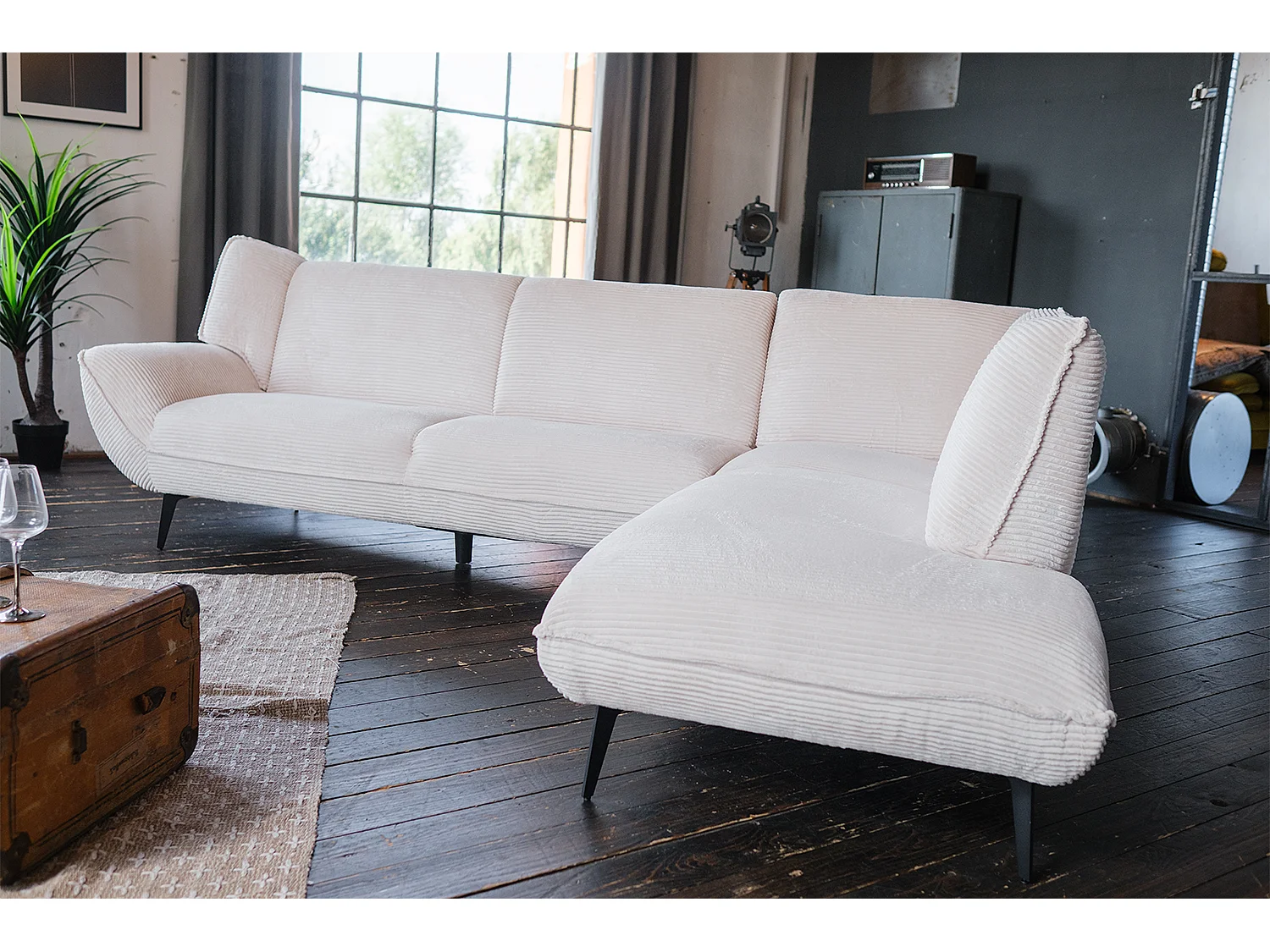 Canapé - blanc crème Velours côtelé - CALLA