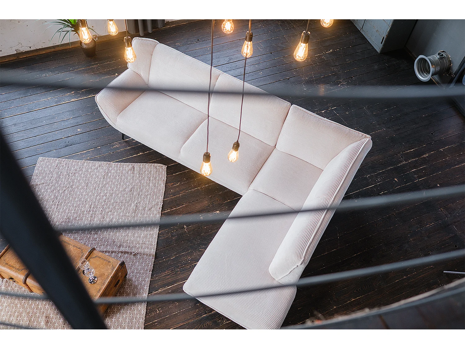 Canapé - blanc crème Velours côtelé - CALLA